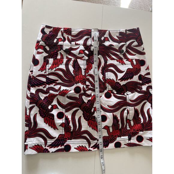 KENZO Flying Phoenix Structured Mini Skirt Cotton Red White Sz 4 New MSRP$370 - Picture 12 of 13